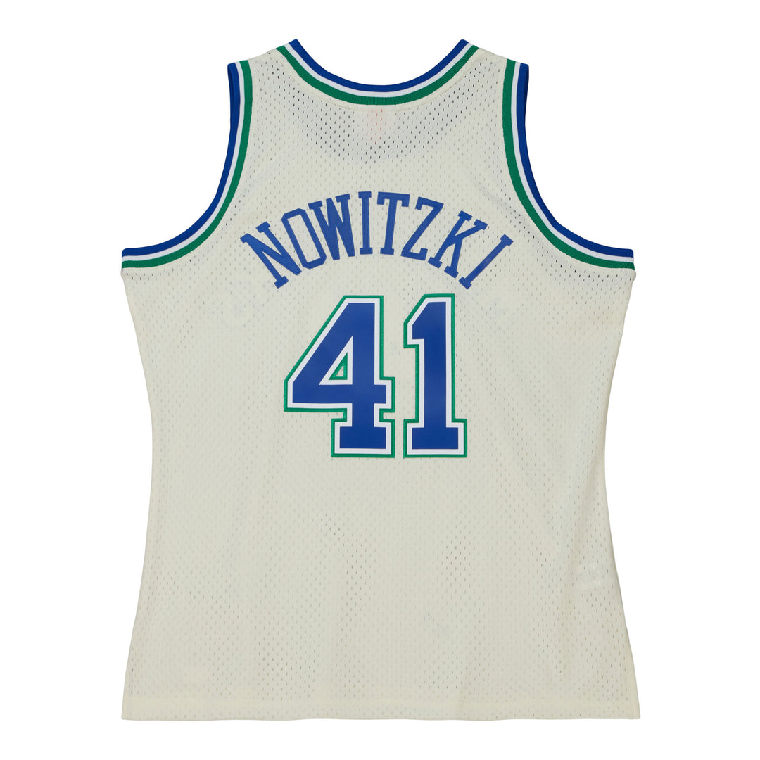 DALLAS MAVERICKS MITCHELL & NESS HARDWOOD CLASSIC DIRK NOWITZKI CREAM SWINGMAN JERSEY