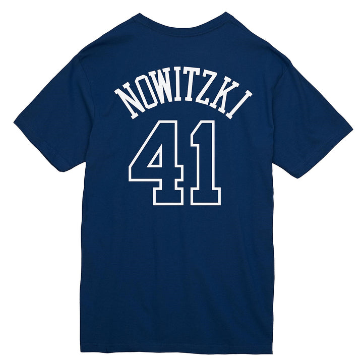 DALLAS MAVERICKS MITCHELL & NESS DIRK NOWITZKI TRADITIONAL NAVY NAME & NUMBER TEE