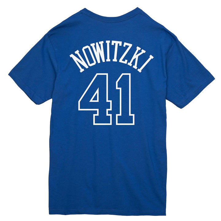 DALLAS MAVERICKS MITCHELL & NESS DIRK NOWITZKI TRADITIONAL ROYAL NAME & NUMBER TEE